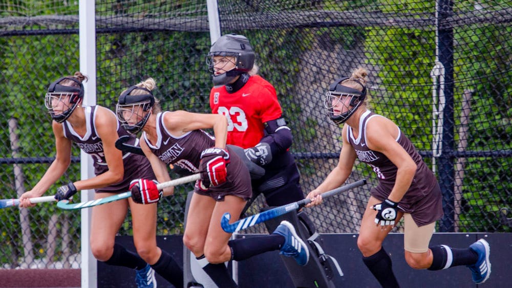 <p>“I have 100% confidence in the defense in front of me,” said goalkeeper Jodie Brine ’23 following her sixth career shutout, the ninth-most in the program’s history.</p><p><br/>Courtesy of Brown Athletics</p>