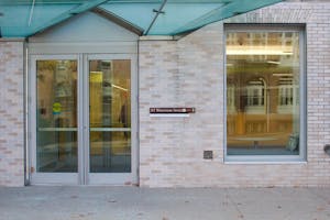 The side door to the Institute at Brown for Environment and Society building on 85 Waterman St. 