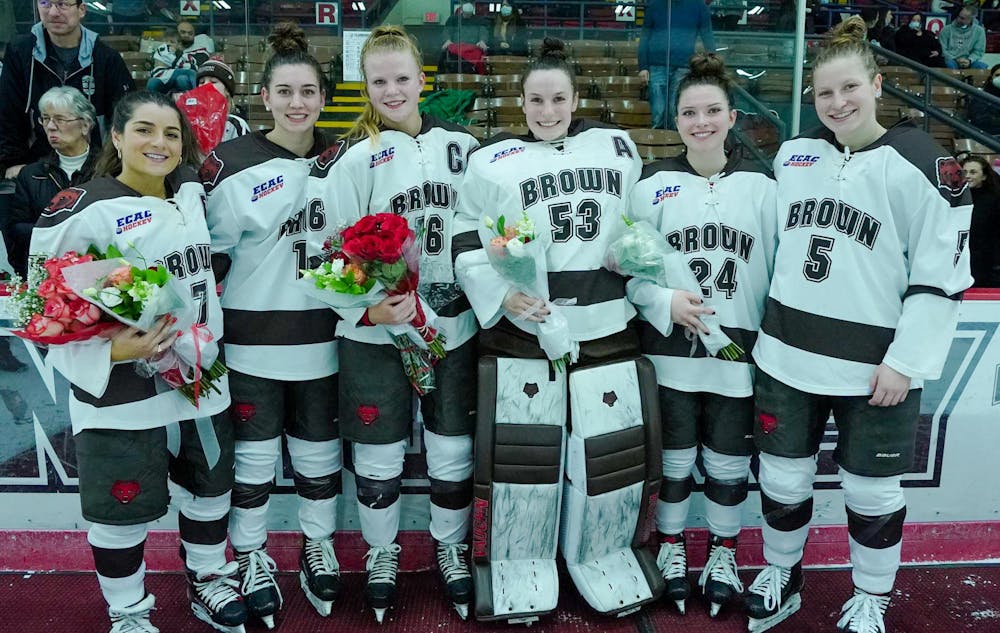 <p>As Saturday was the Bear’s Senior Day and the 2020-21 season had been canceled, the team invited the 2021 team back to the Meehan auditorium.</p><p><br/>Courtesy of Brown Athletics</p>