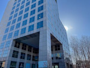 The School of Public Health under a blue sky.