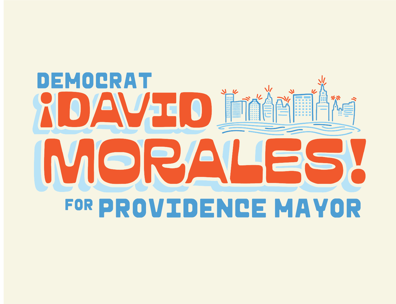 David Morales' logo, which reads "Democrat ¡David Morales! for Providence Mayor" in blue and orange text.