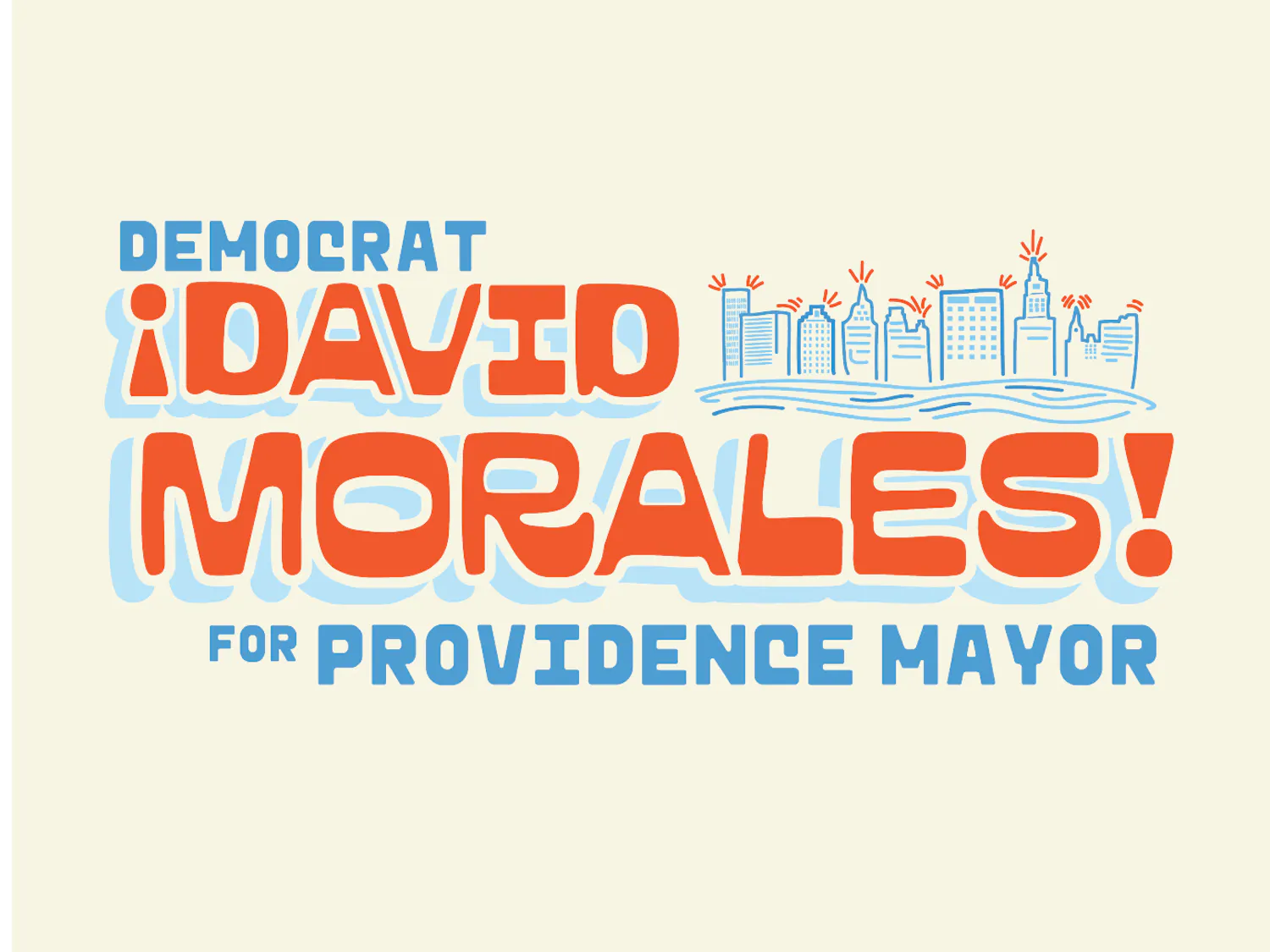 David Morales' logo, which reads "Democrat ¡David Morales! for Providence Mayor" in blue and orange text.