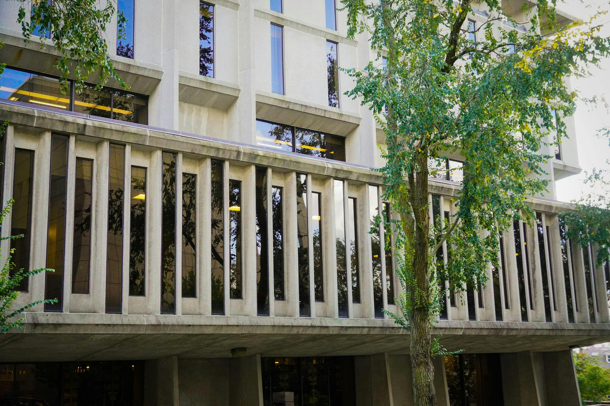 The side of Brown University's John D. Rockefeller, Jr. Library