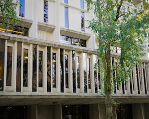 The side of Brown University's John D. Rockefeller, Jr. Library