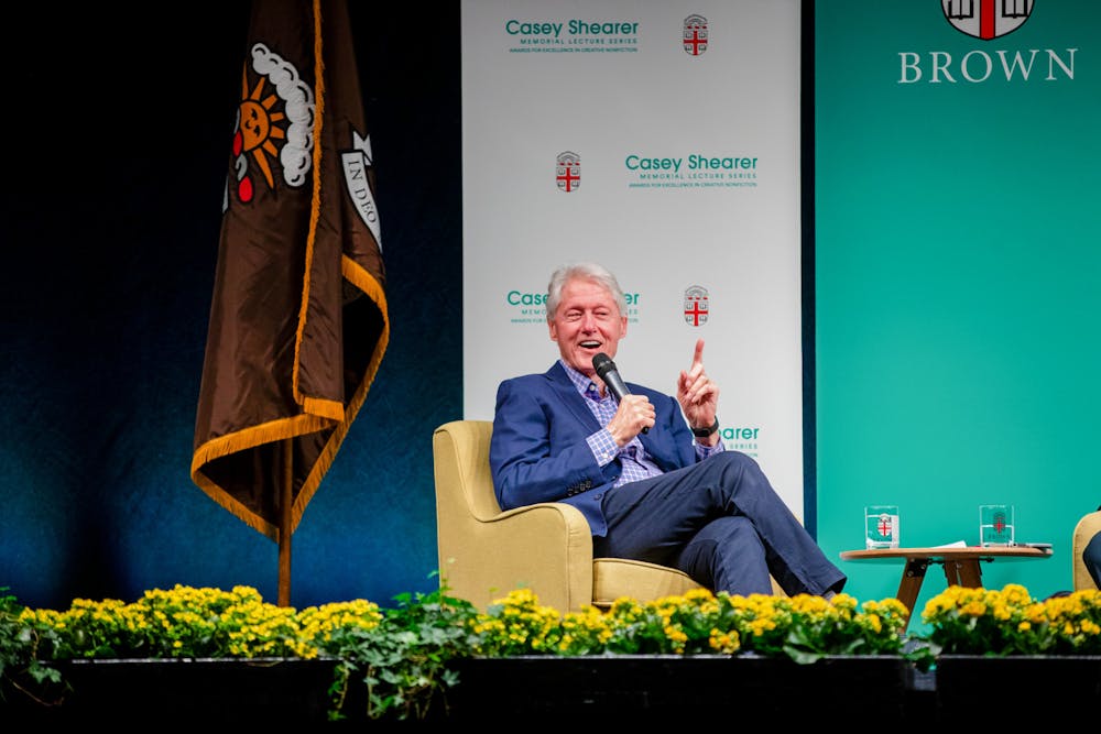 <p>Former U.S. President Bill Clinton spoke with Derek Shearer about current political issues, his own personal interests and gave career advice to future generations.</p><p>Courtesy of Nick Dentamaro via Brown University</p>