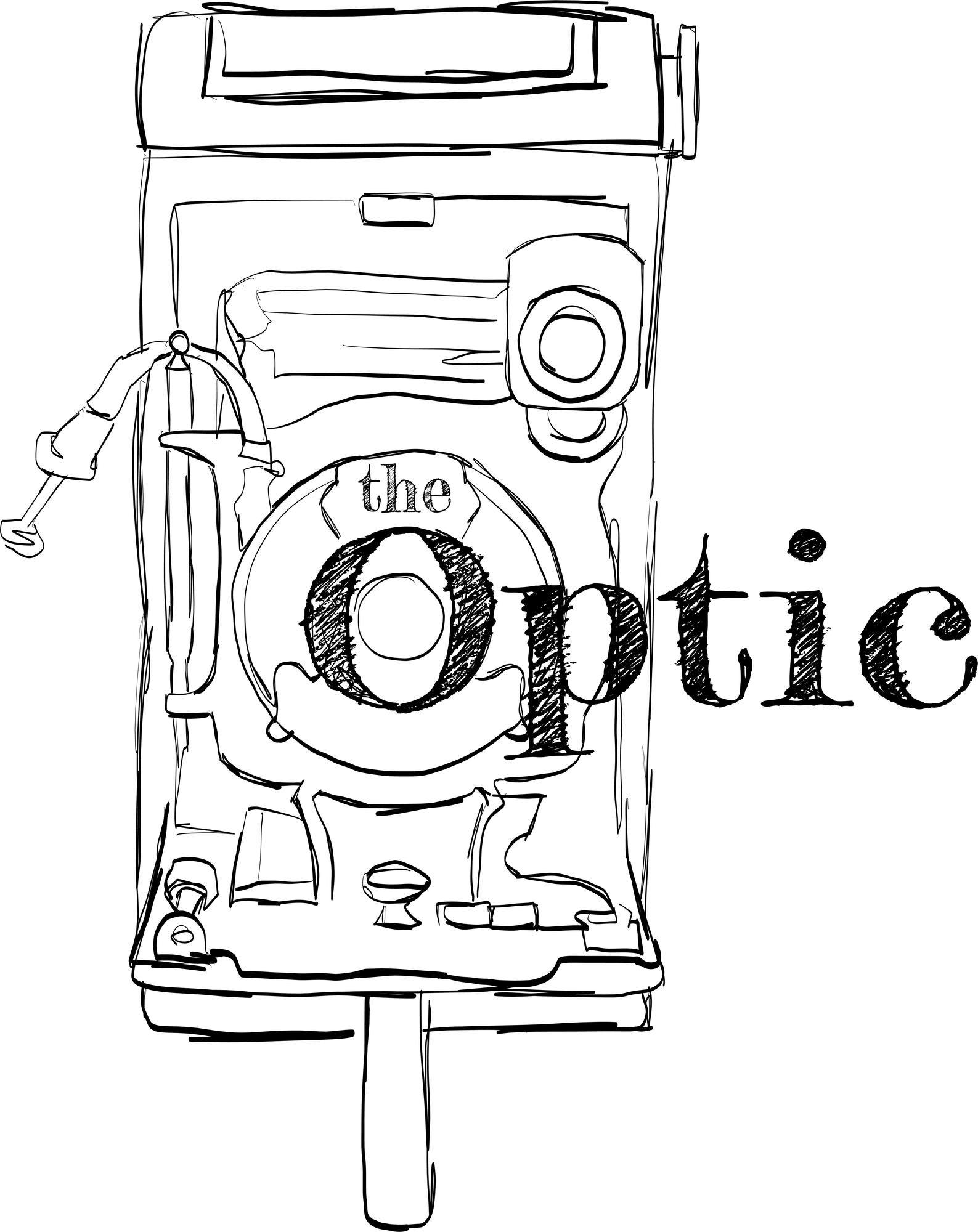 A picture of a camera that says The Optic.