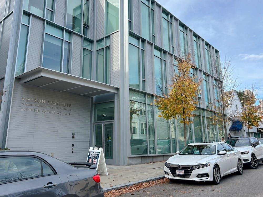A street view of the Watson Institute of International and Public Affairs.