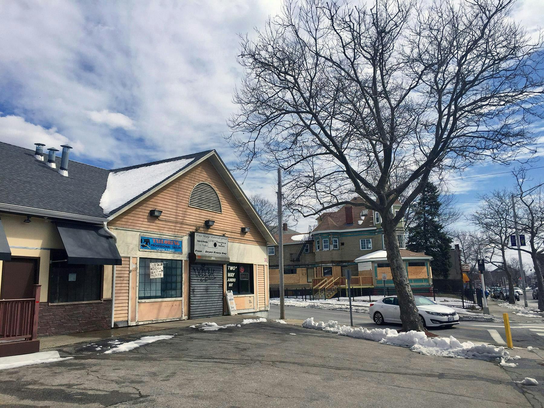 An image of the former site of Fefa's Market, Rhode Island's first bodega. This location will be the site of one of Broad Street Stories' art installations.
