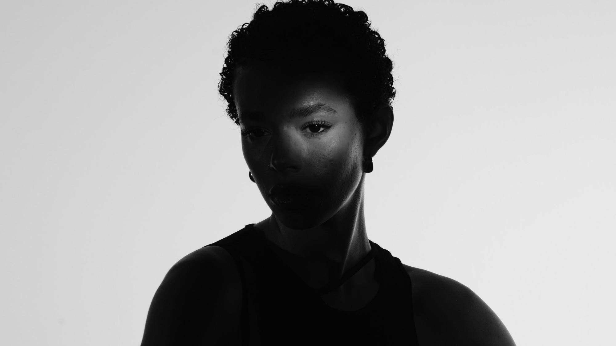 Black and white portrait of Daiela