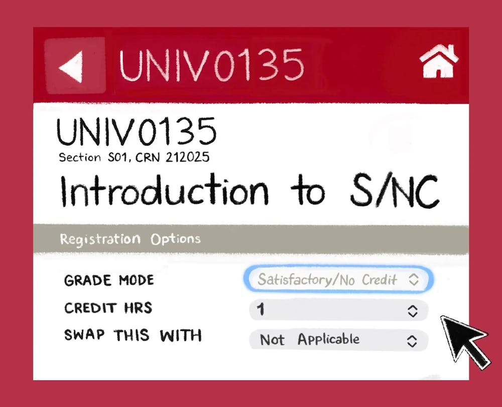 Illustration of a course selection page which reads "UNIV0135 Introduction to S/NC"