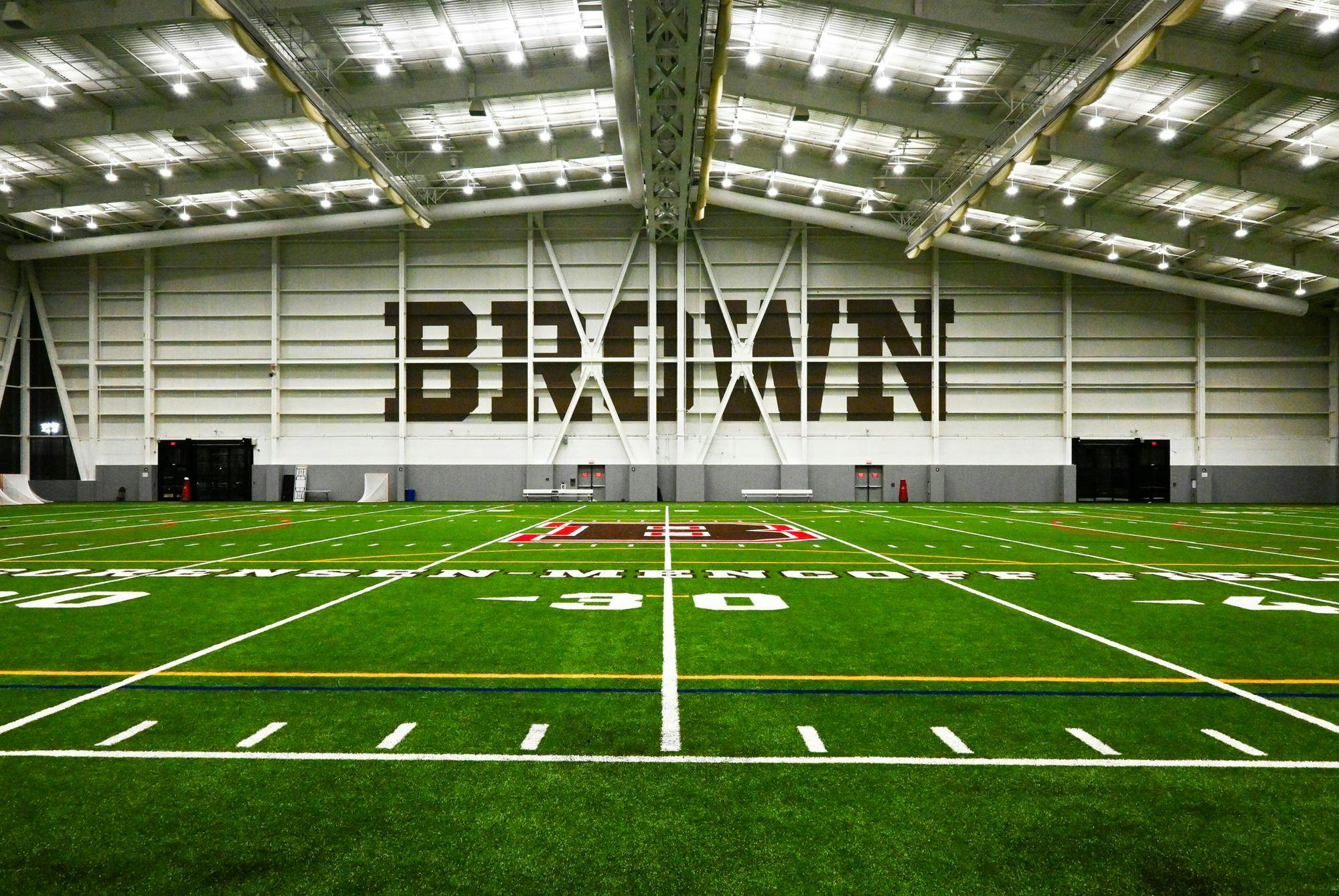 Photo of the indoor turf field of Penner Field House.