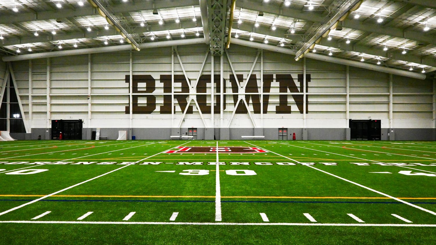 Photo of the indoor turf field of Penner Field House.