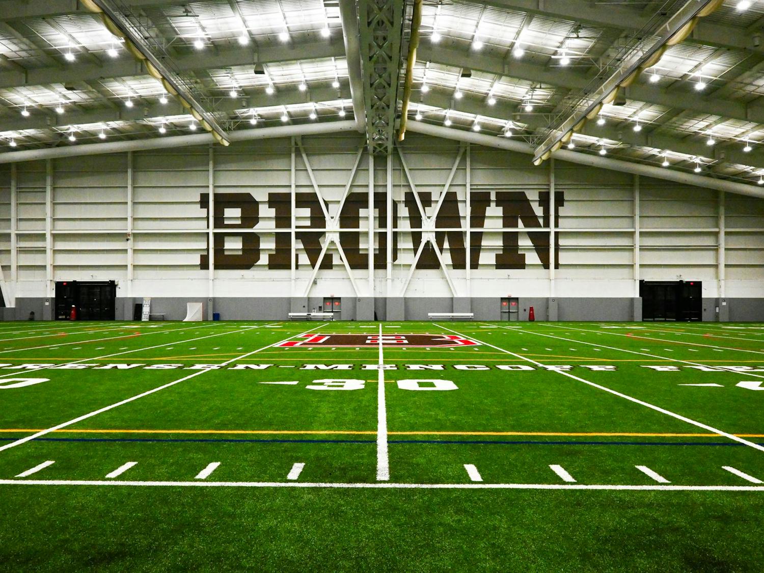 Photo of the indoor turf field of Penner Field House.