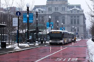 Photo of RIDOT bus stops in Kennedy Plaza.