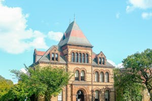 Photo of the Stephen Robert '62 Campus Center overlooking the Main Green. 