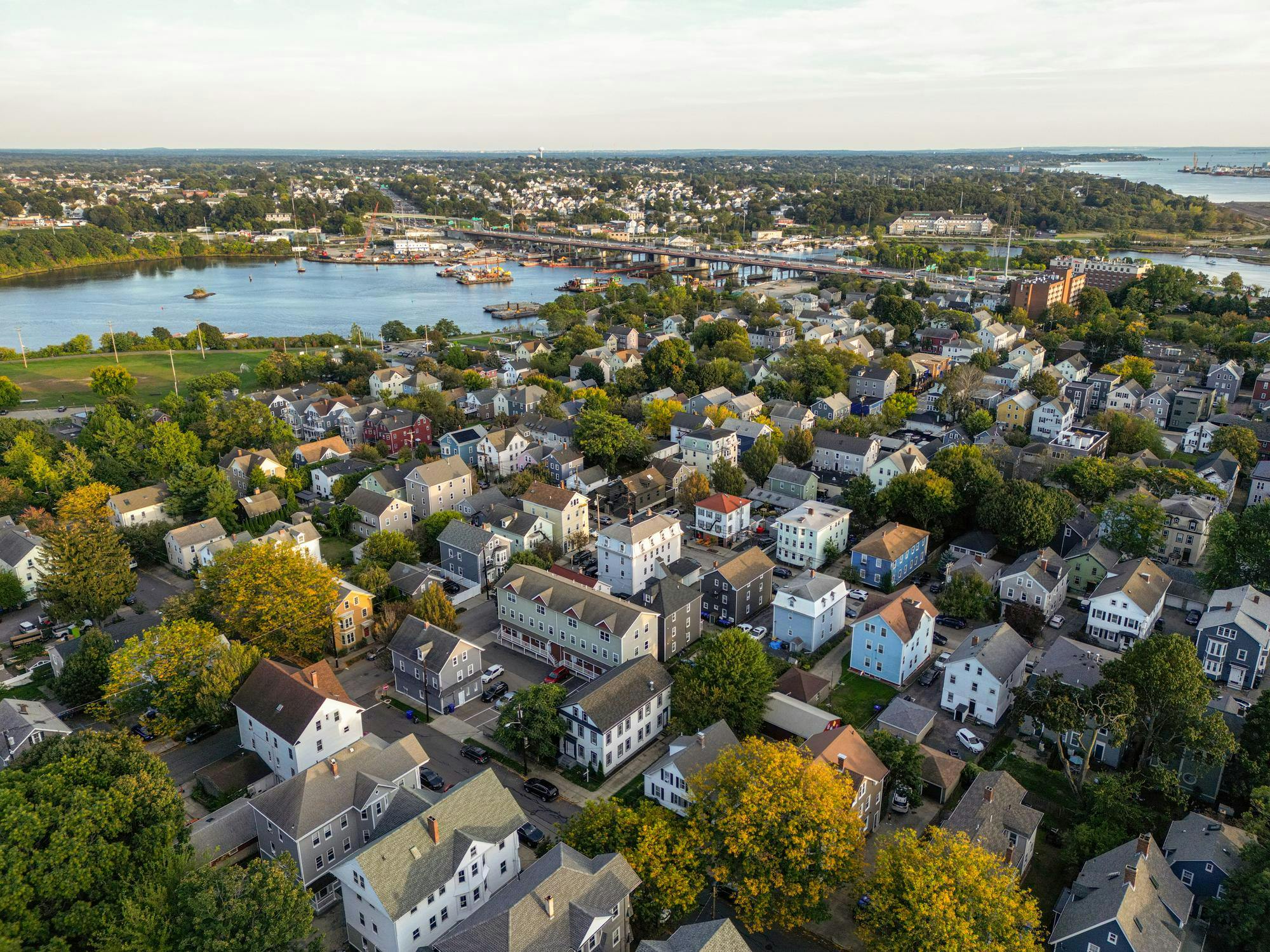 An overhead photo of Fox Point, where many off-campus Brown students live.