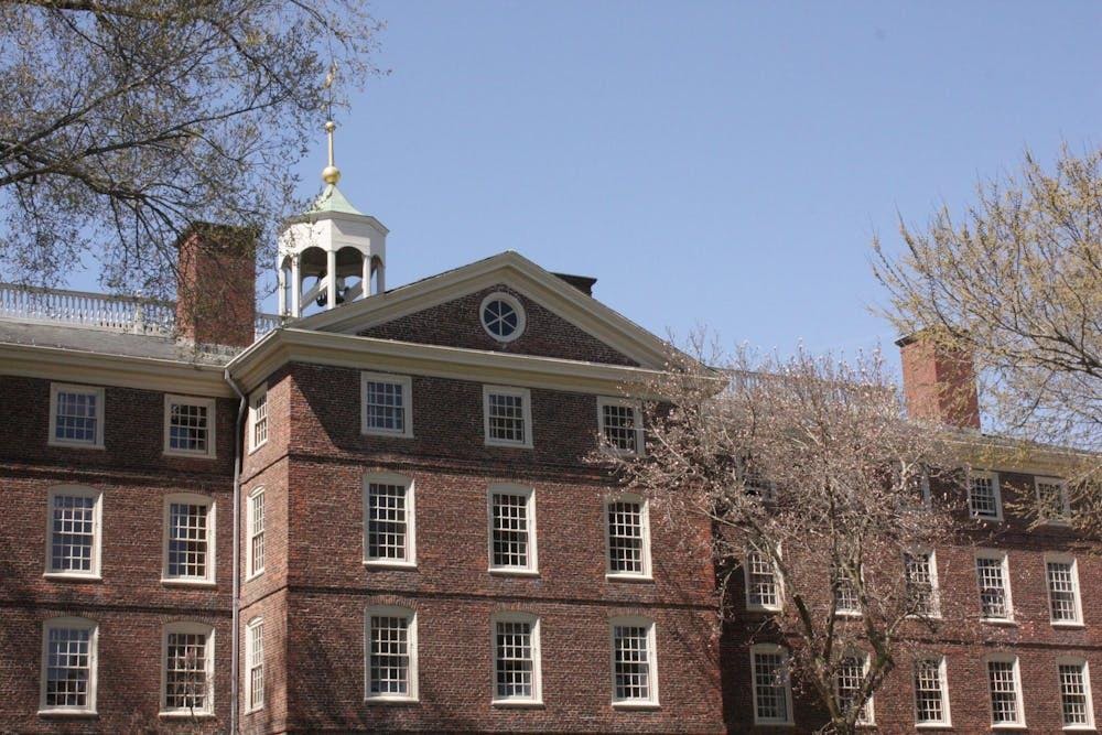 University Hall in the daytime against a blue sky.