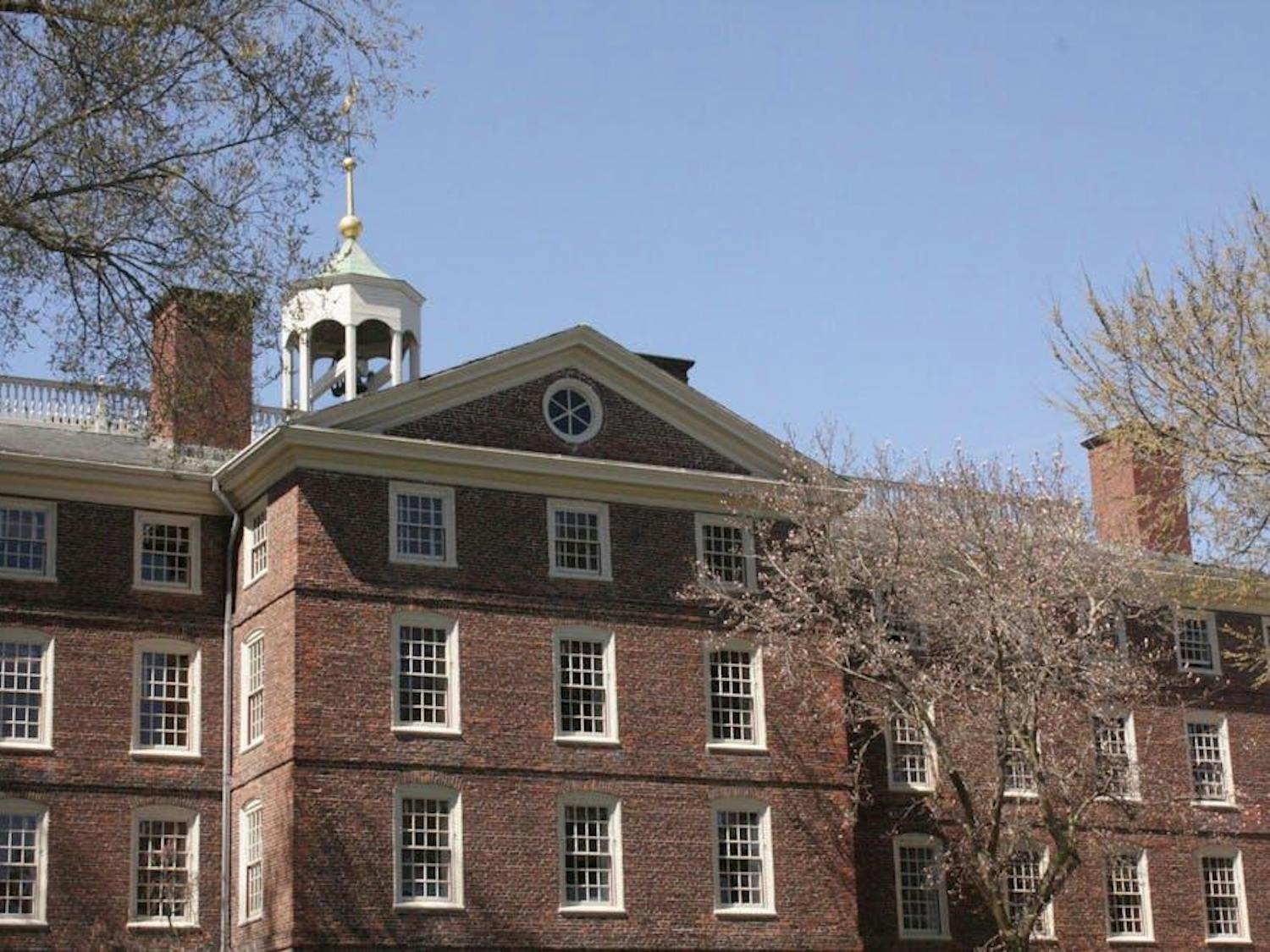 University Hall in the daytime against a blue sky.