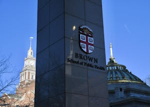 Photo of a pillar outside the Brown School of Public Health