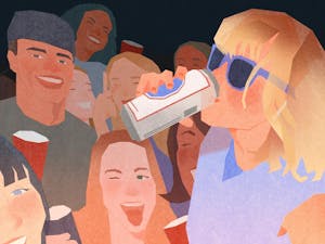 Illustration of various people in a group drinking alcohol. 