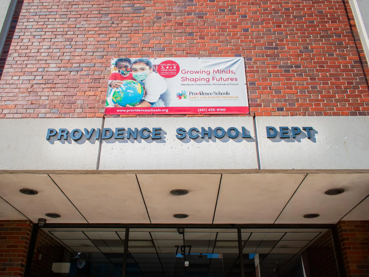 The entrance of the main office of the Providence School Department.