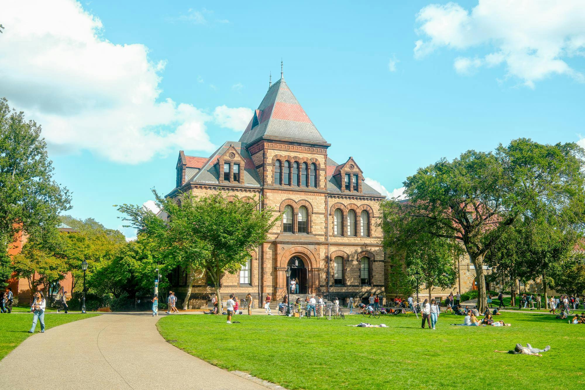 Photo of Sayles Hall viewed from the Main Green.