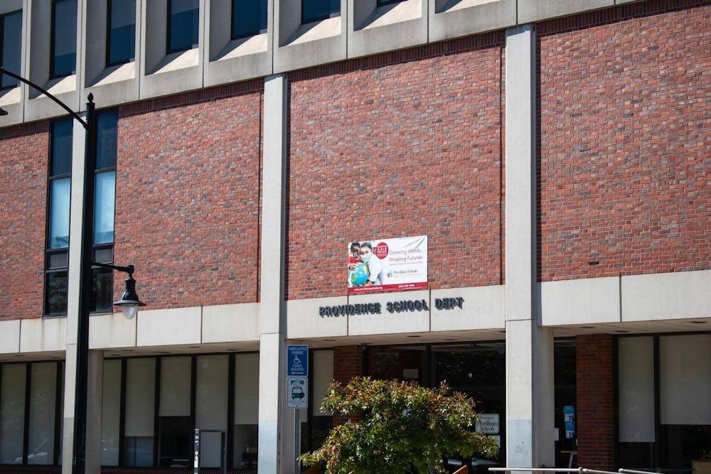 A photo of the front of a Providence Public School District building.