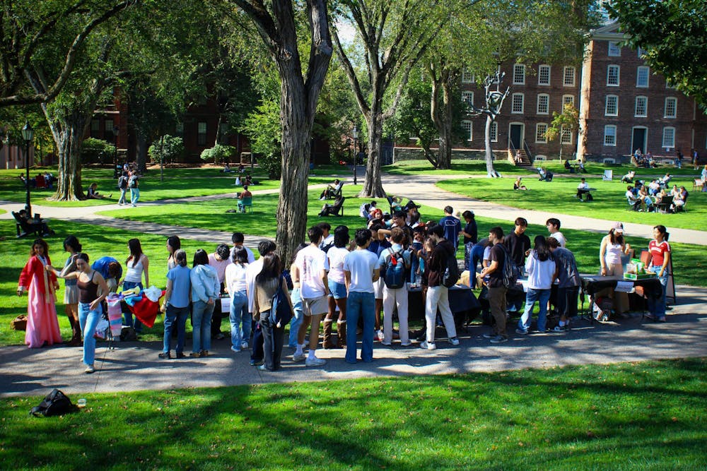 Photo of a group of students in a crowd outside for Korean Game Day.