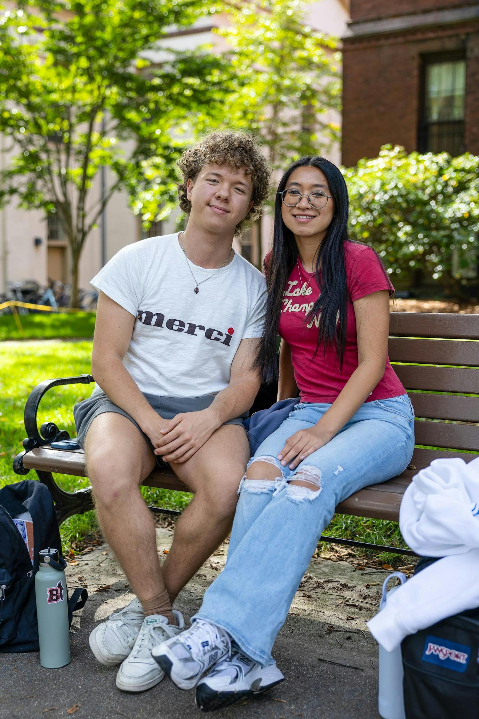 Photo of Semyon Sakhabutdinov with another student on the Main Green.