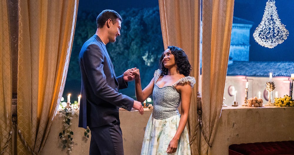 <p>“Love in the Villa” follows Julie Hutton (Kat Graham), a third-grade English teacher obsessed with “Romeo and Juliet,” who falls in love with wine importer Charlie Fletcher (Tom Hopper) in Italy. </p><p></p><p>Courtesy of Riccardo Ghilardi/Netflix</p>
