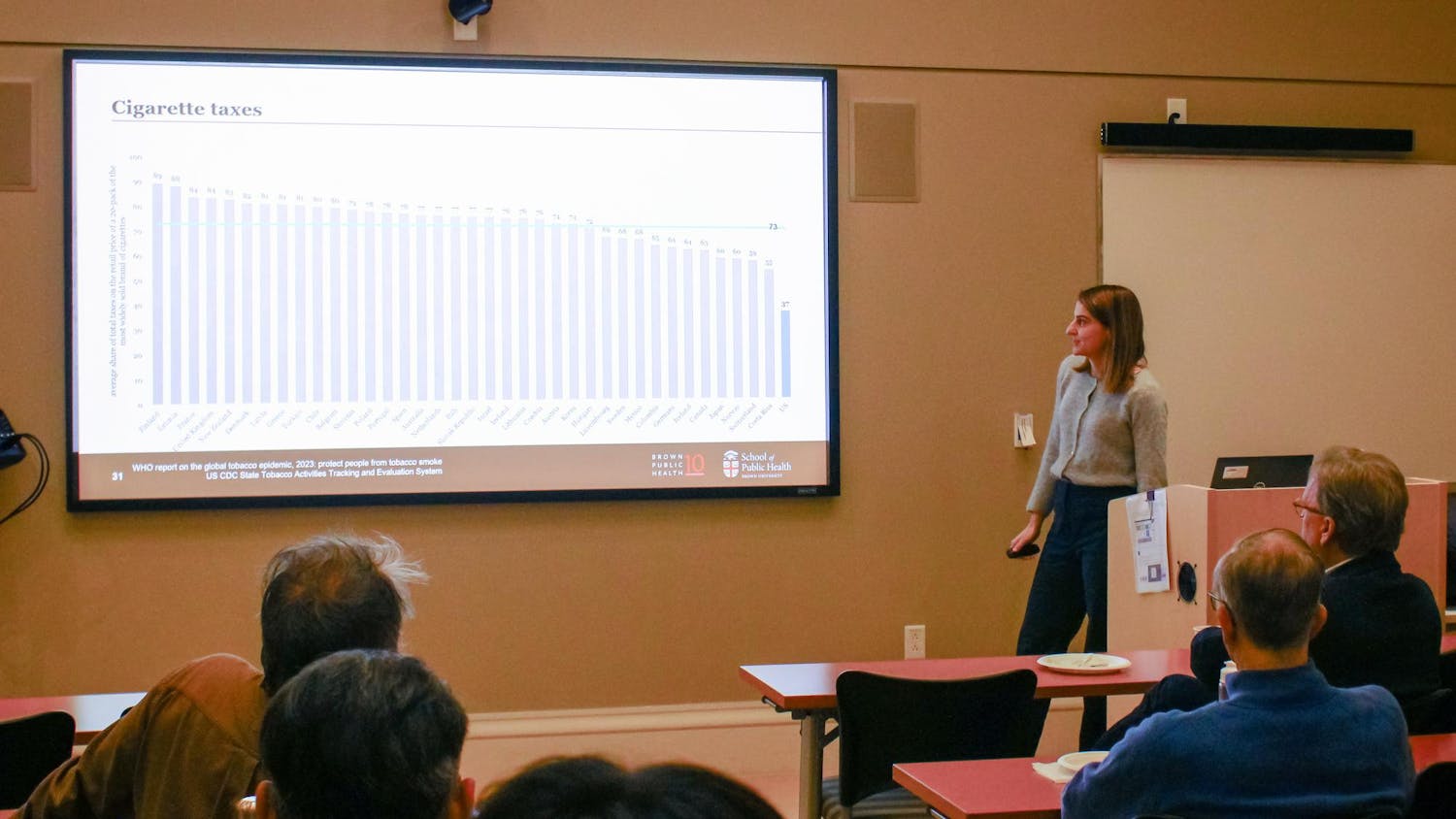 Irene Papanicols presenting at the “Examining U.S. Health Policy Narratives from a Comparative Perspective" event