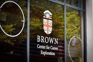 Photo of the front window of The Brown Center for Career Exploration.