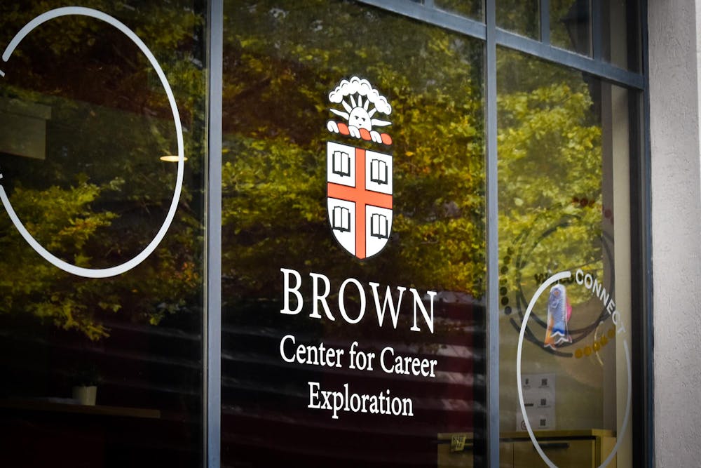 Photo of the front window of The Brown Center for Career Exploration.