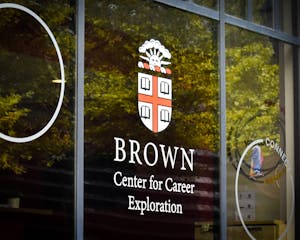 Photo of the front window of The Brown Center for Career Exploration.