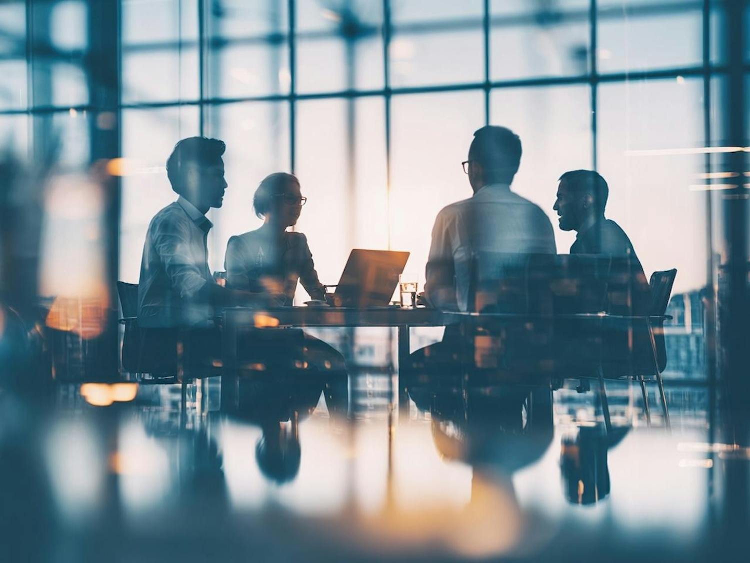 Corporate people working together in the conference room of their office, sharing idea and planning the business strategy of their company - Teamwork and brainstorming abstract concept. High quality