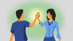 Illustration of two people high-fiving each other.