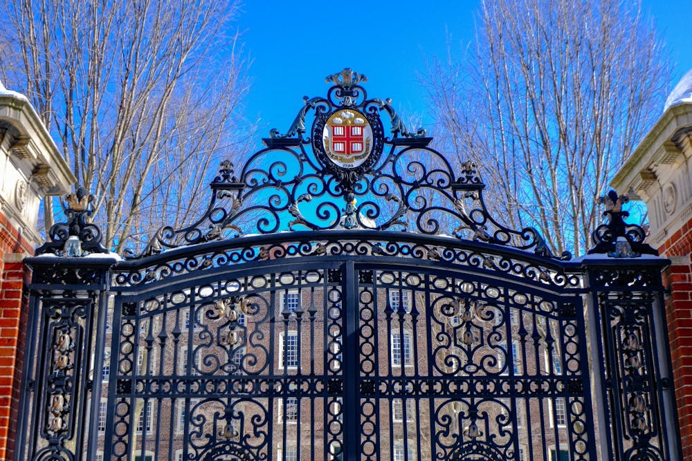 Photo of the Van Wickle Gates during a clear day.