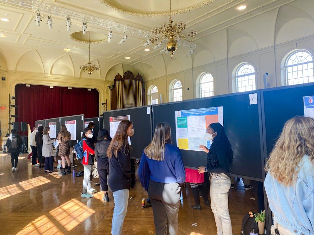 <p>The conference included 73 posters showcasing research in the field of public health from students and Rhode Island Department of Health representatives.</p>