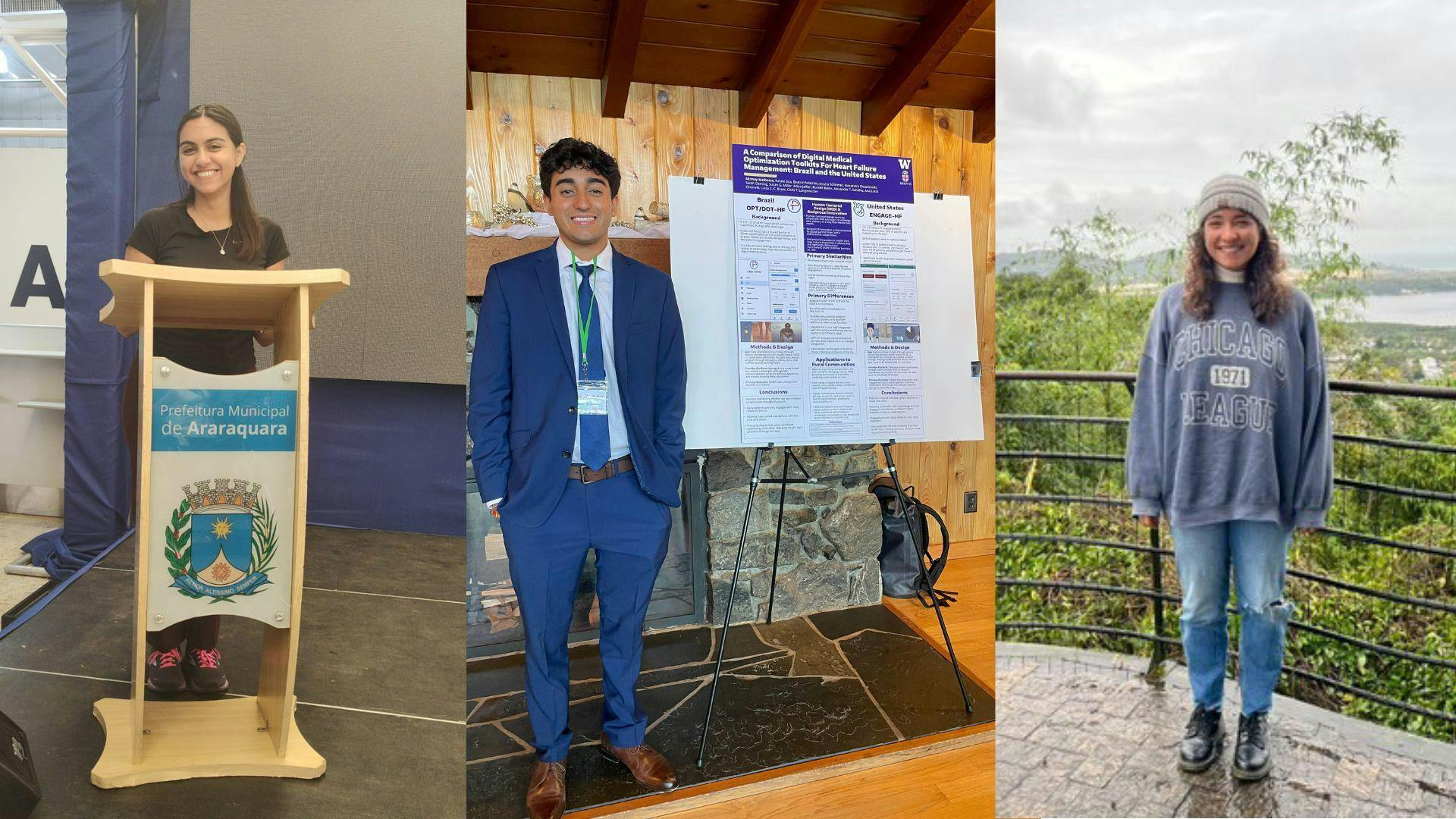 From hands-on study of participatory budgeting, to developing an app to help monitor heart failure medication, to rescuing and rehabilitating marine wildlife, Brown students are finding new ways to extend their studies and expand their impact in their fields. Courtesy of Michelle Alas Molina, Akshay Malhotra and Annelie Delgado.