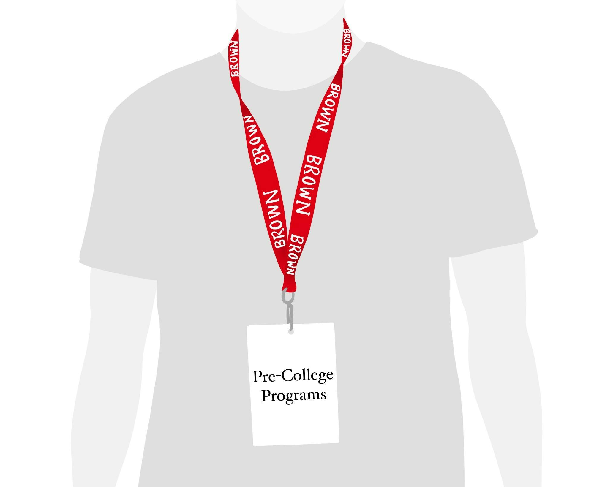 An illustration of a person wearing a pre-college program lanyard.