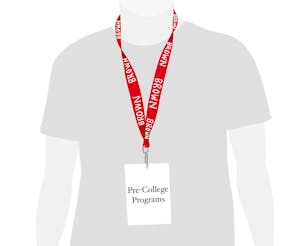 An illustration of a person wearing a pre-college program lanyard.