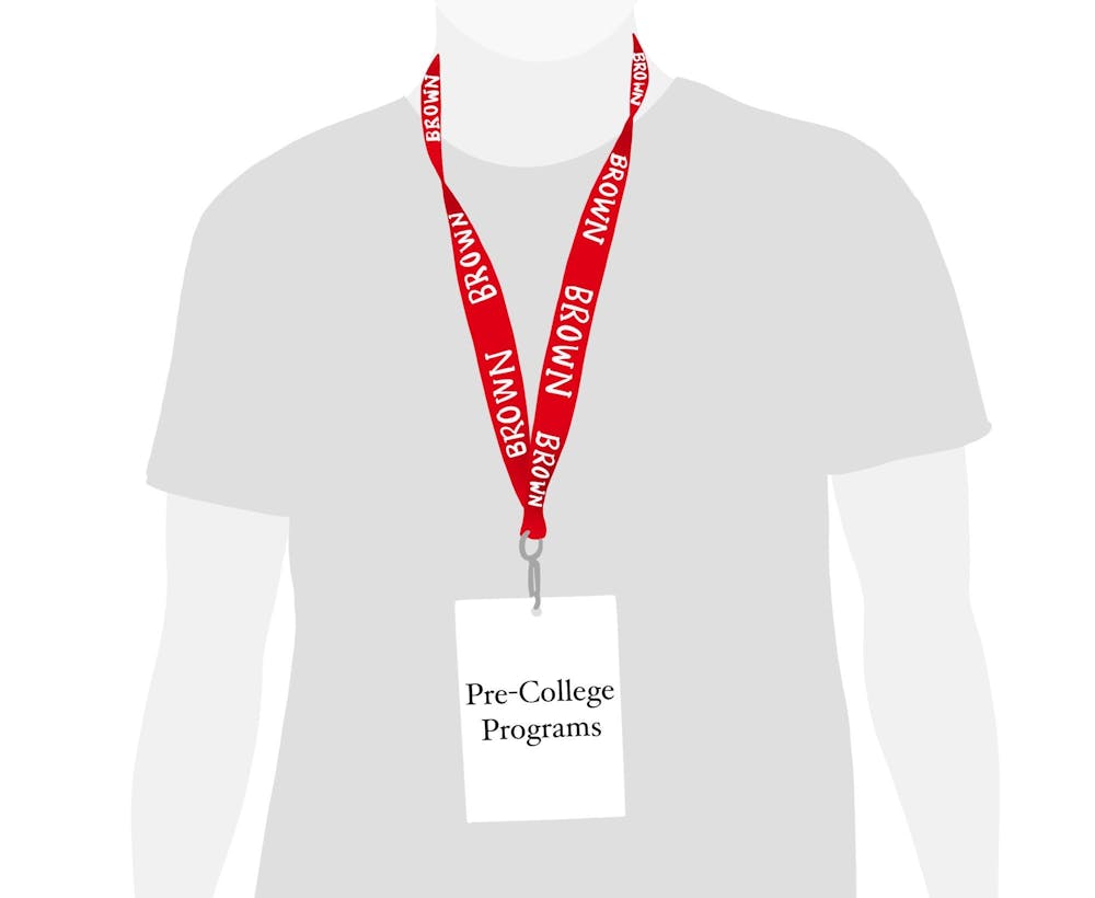 An illustration of a person wearing a pre-college program lanyard.