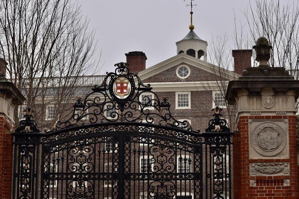University Hall and the Van Wickle Gates on an overcast day.