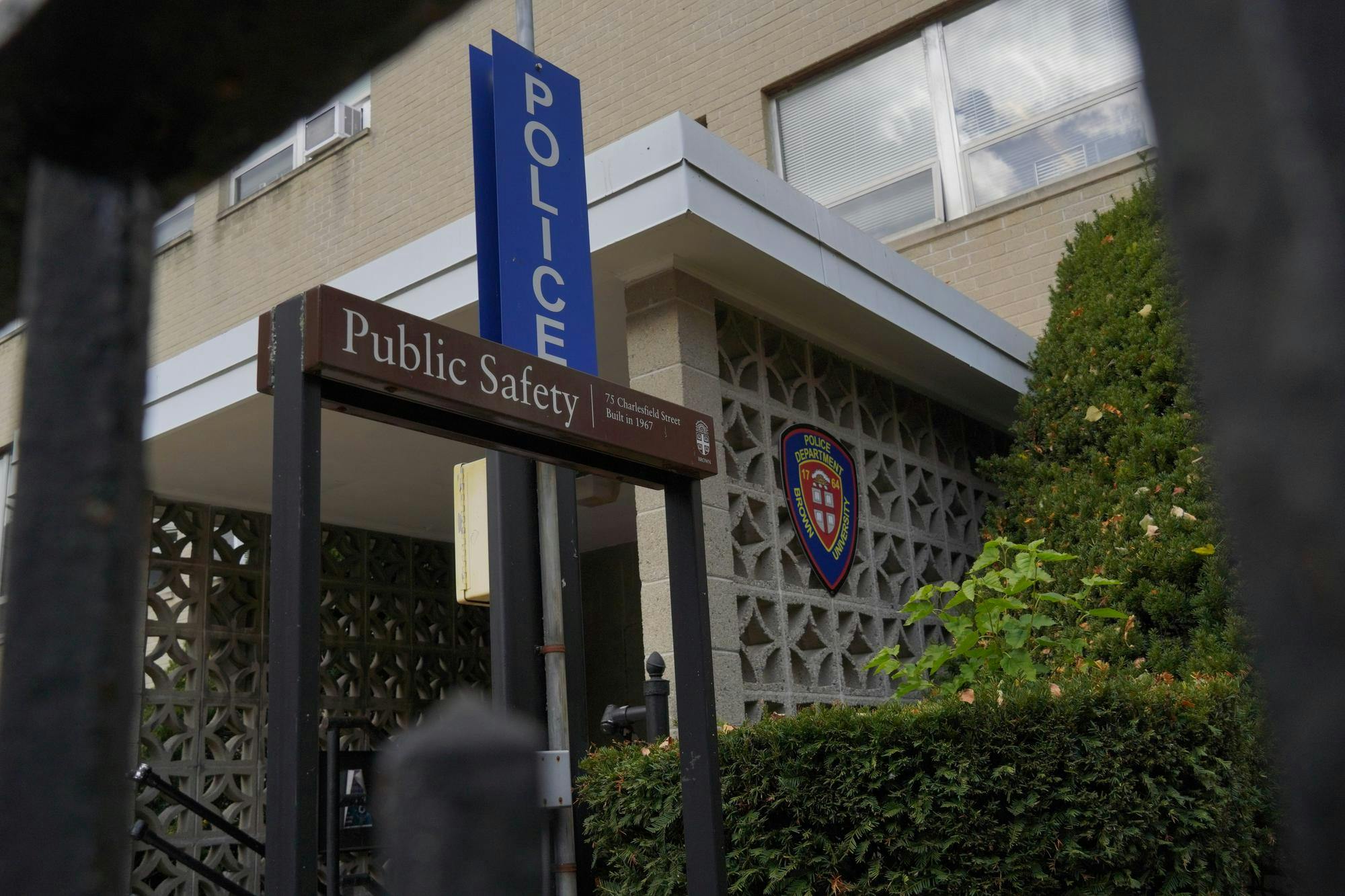 Photo of the Brown Department of Public Safety and Emergency Management: a pale brick building.


