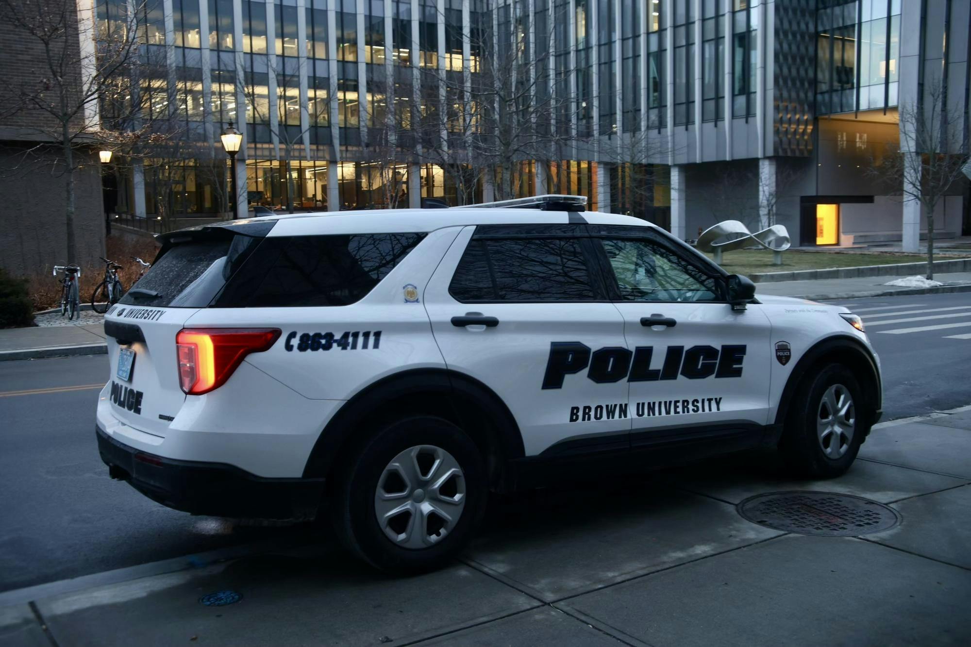 Photo of a police patrol car.