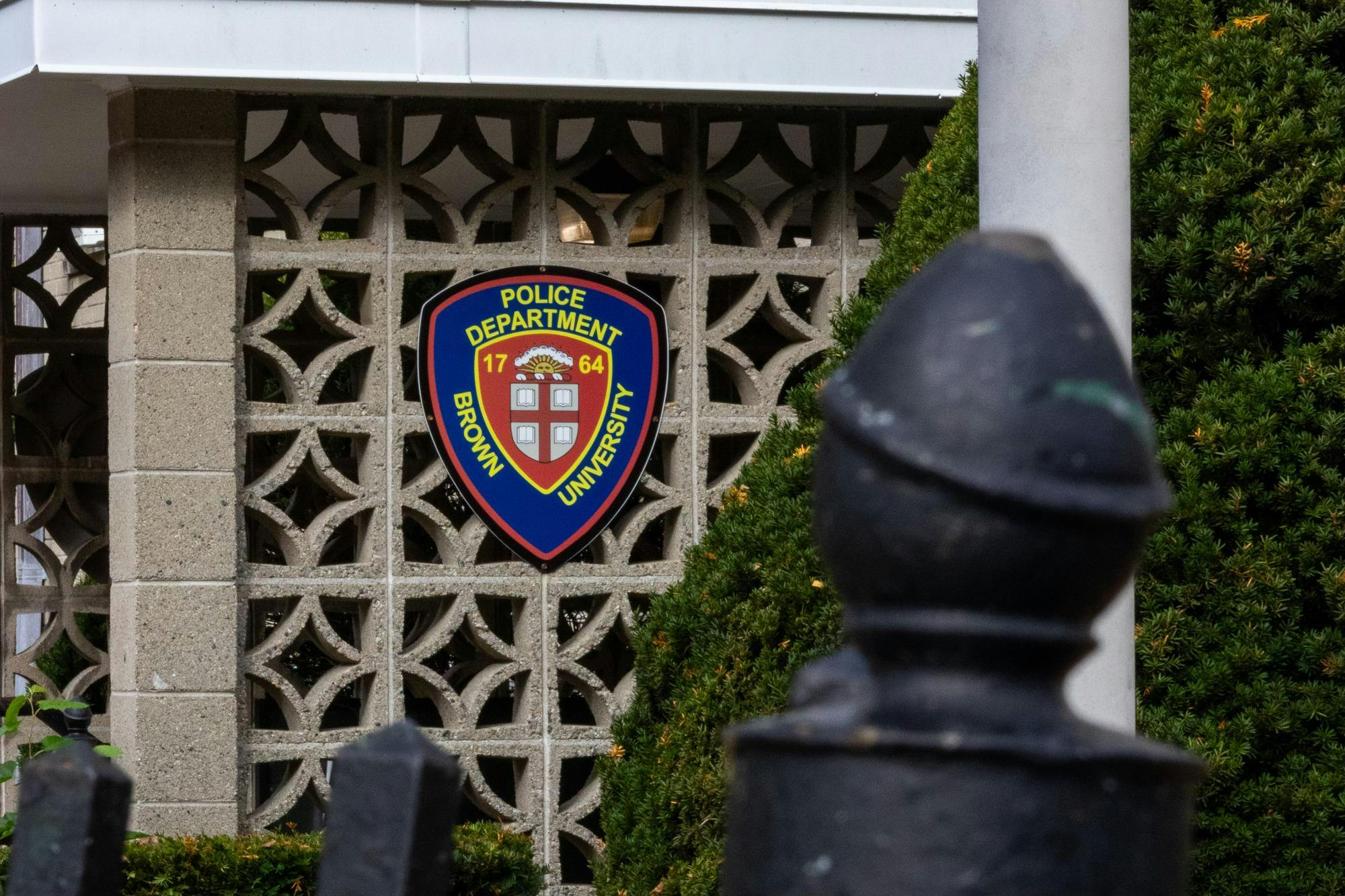 A photo of the Department of Public Safety Office at Brown University. The photo is of the DPS's logo.