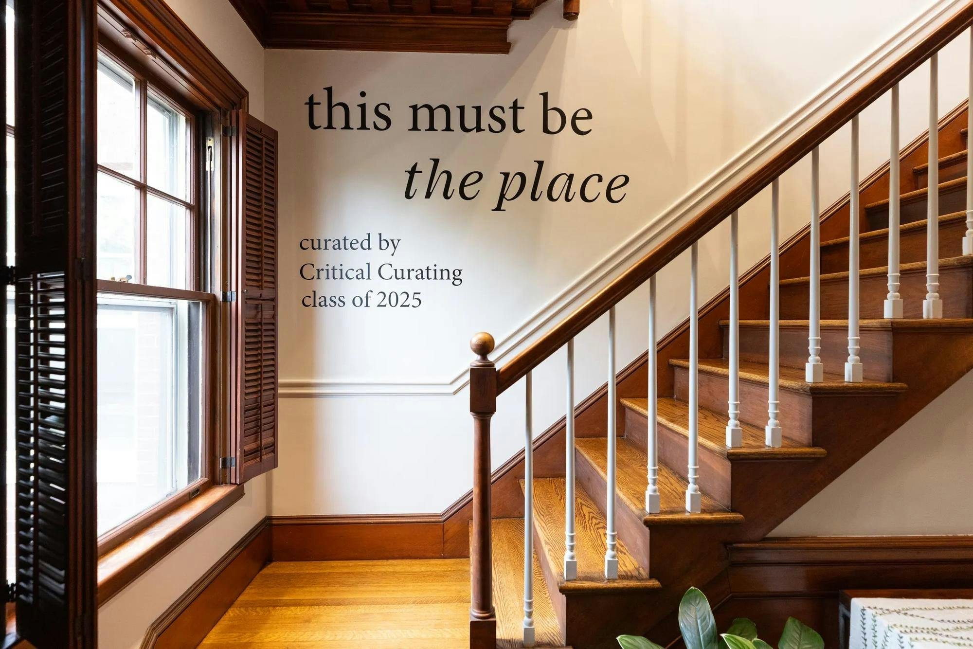 Photo of stairs leading to the exhibition display.