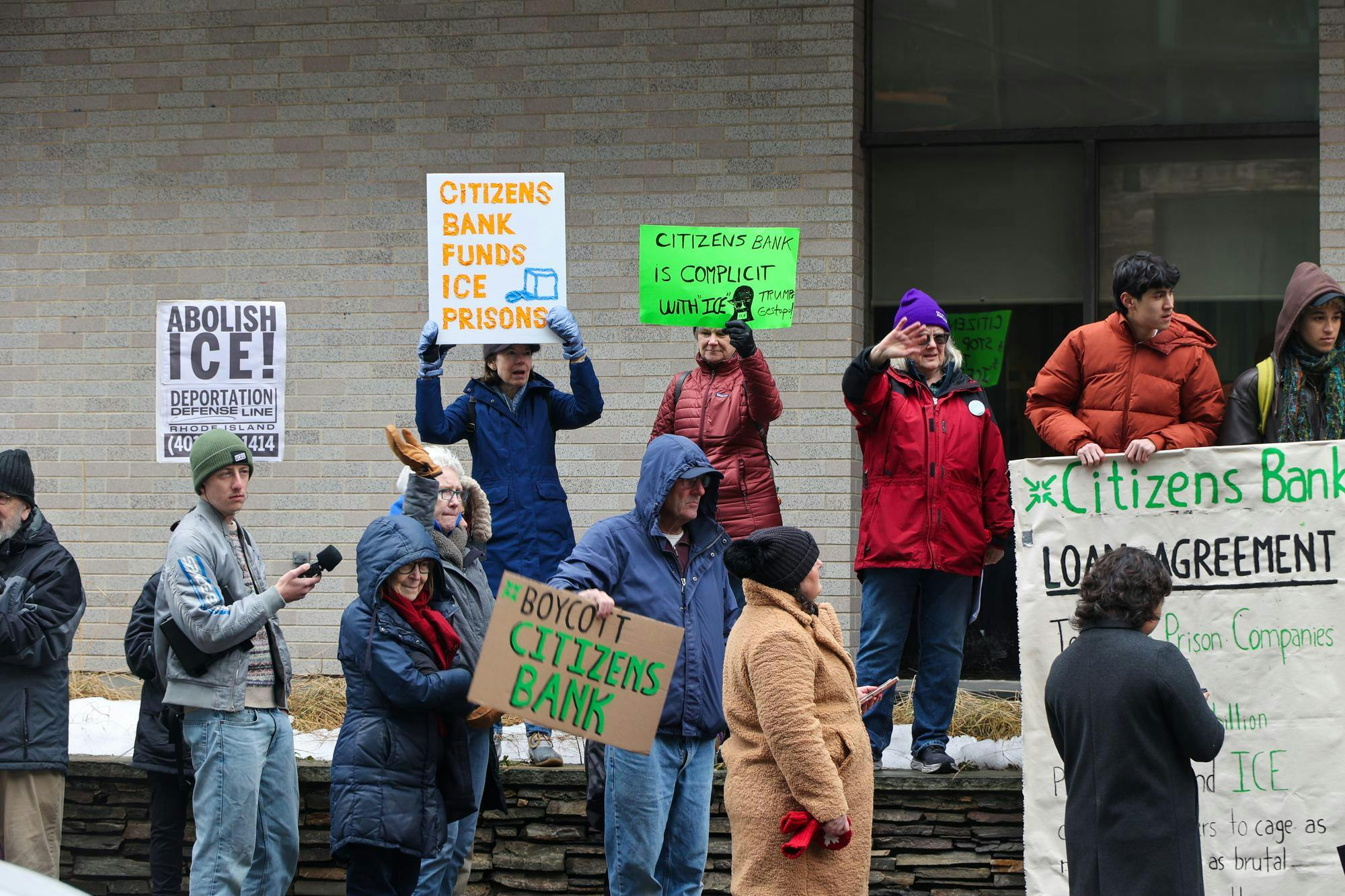 R.I. community members, students protest Citizens Bank's alleged ties to organizations operating detention centers