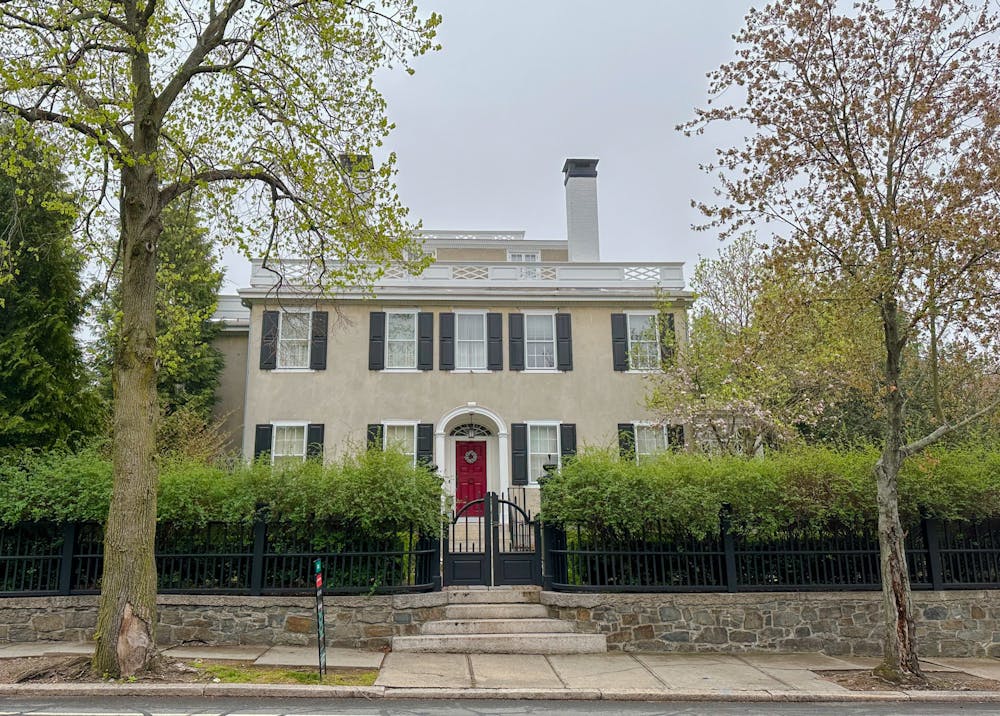 The house features five bedrooms, eight bathrooms and a formal garden with stand out rising chimneys.