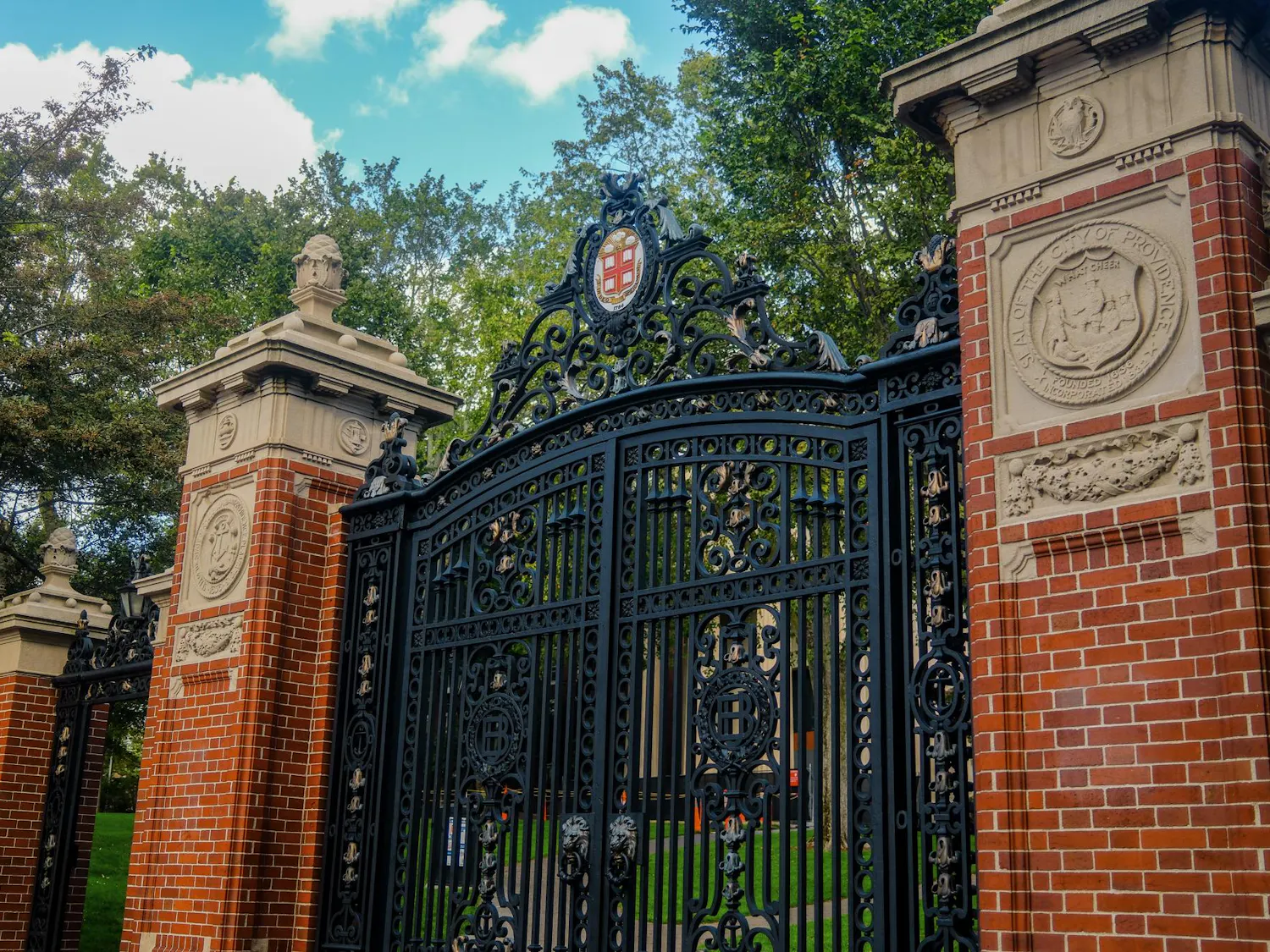 A photo of the Van Wickle Gates closed on a sunny day.